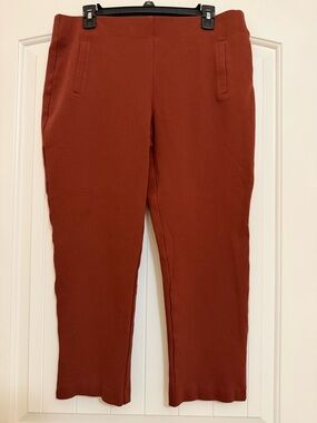 Chico's Women’s Stretch Slim Ankle Pants in Deep Rust Brown Sz 2R (12R)